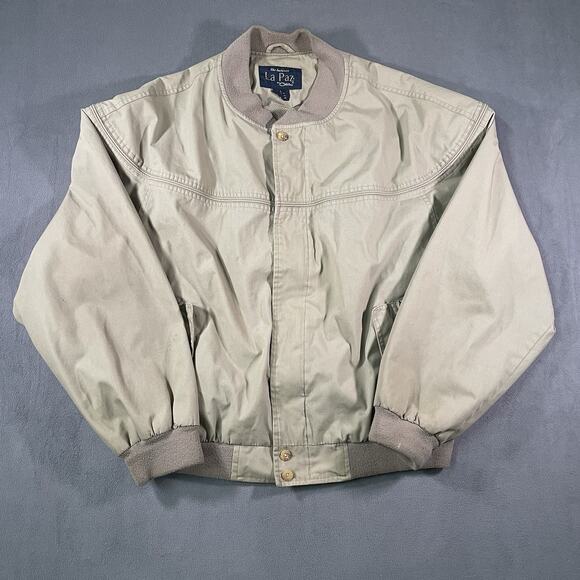 la paz Other - Vintage La Paz By Catalina Bomber Jacket Full Zip Lined Tan Men’s L Grandpacore